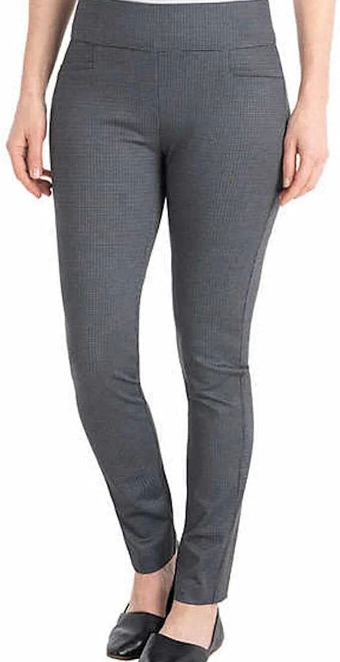 Dalia Pull-On Narrow Leg Pants | Charcoal/Navy Plaid | Medium
